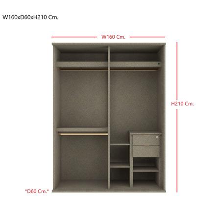 ตู้เสื้อผ้าบานเลื่อน SB BUILT IN WARDROBE PRIME 59060985 160 ซม. สีขาว_2