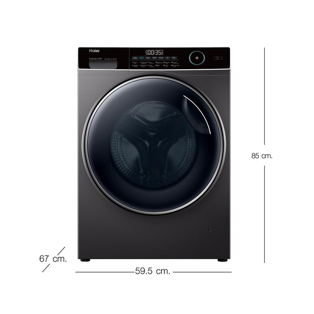 เครื่องซักอบผ้าฝาหน้า HAIER HWD130-BP14959S8 13/8 กก. 1400RPM อินเวอร์เตอร์ สีเทาเข้ม