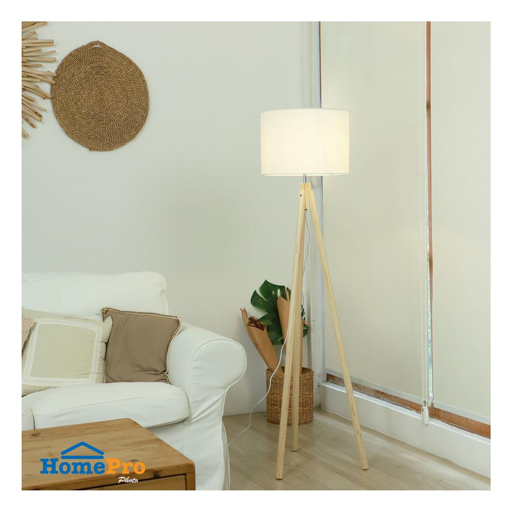 ไฟตั้งพื้น CARINI F190273 สีขาว/ลายไม้ 1 หัว