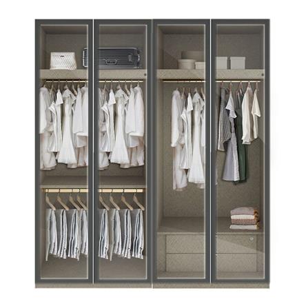 ตู้เสื้อผ้า 4 บานเปิด SB BUILT IN WARDROBE PLUS 59061004 200 ซม. สีดำ_0