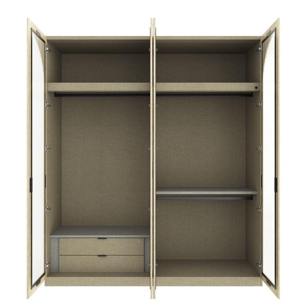 ตู้เสื้อผ้า 4 บานเปิด SB FURNITURE VALLEY 19230515 200 ซม. สีไม้อ่อน