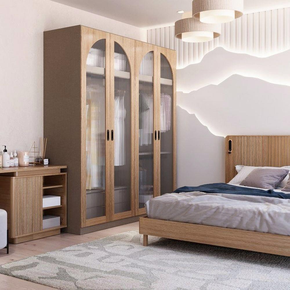 ตู้เสื้อผ้า 4 บานเปิด SB FURNITURE VALLEY 19230515 200 ซม. สีไม้อ่อน