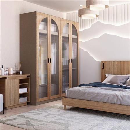 ตู้เสื้อผ้า 4 บานเปิด SB FURNITURE VALLEY 19230515 200 ซม. สีไม้อ่อน_2