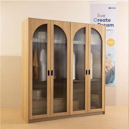 ตู้เสื้อผ้า 4 บานเปิด SB FURNITURE VALLEY 19230515 200 ซม. สีไม้อ่อน_5