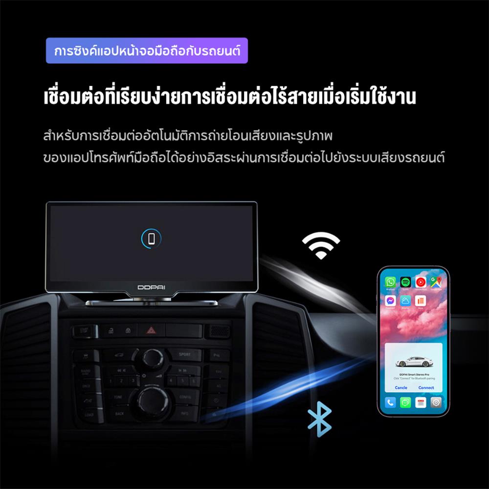 กล้องติดรถยนต์พร้อมจอสัมผัส DDPAI M5S 2K สีดำ
