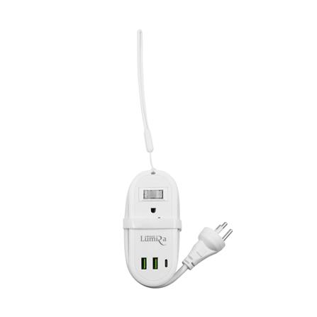 รางปลั๊กไฟ 1 สวิตซ์ 2 ช่อง 2 USB 1 TYPE-C LUMIRA TRAVEL LS-024/2U 1.2 ม. สีขาว_3