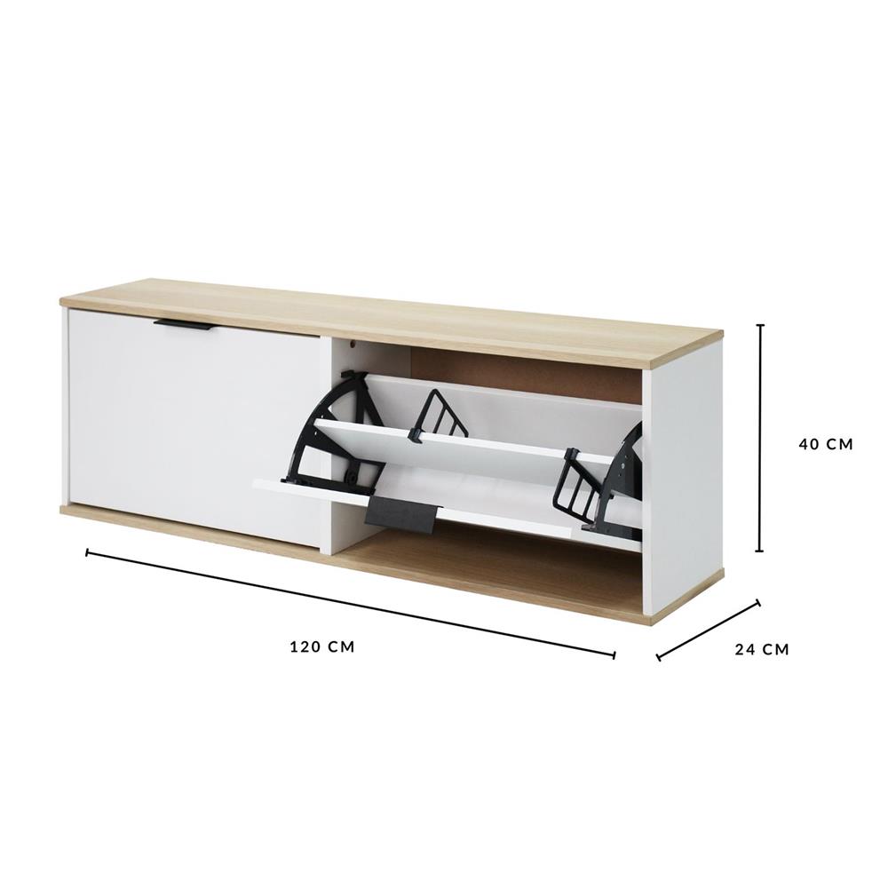 ตู้วางรองเท้า LUVORA SCHUHREAL LVR0038 120 ซม. สีขาว/โอ๊ค