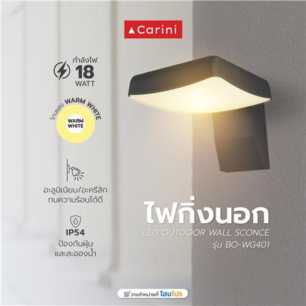 ไฟกิ่งภายนอก LED CARINI BO-WG401 18 วัตต์ WARM WHITE สีดำ_4