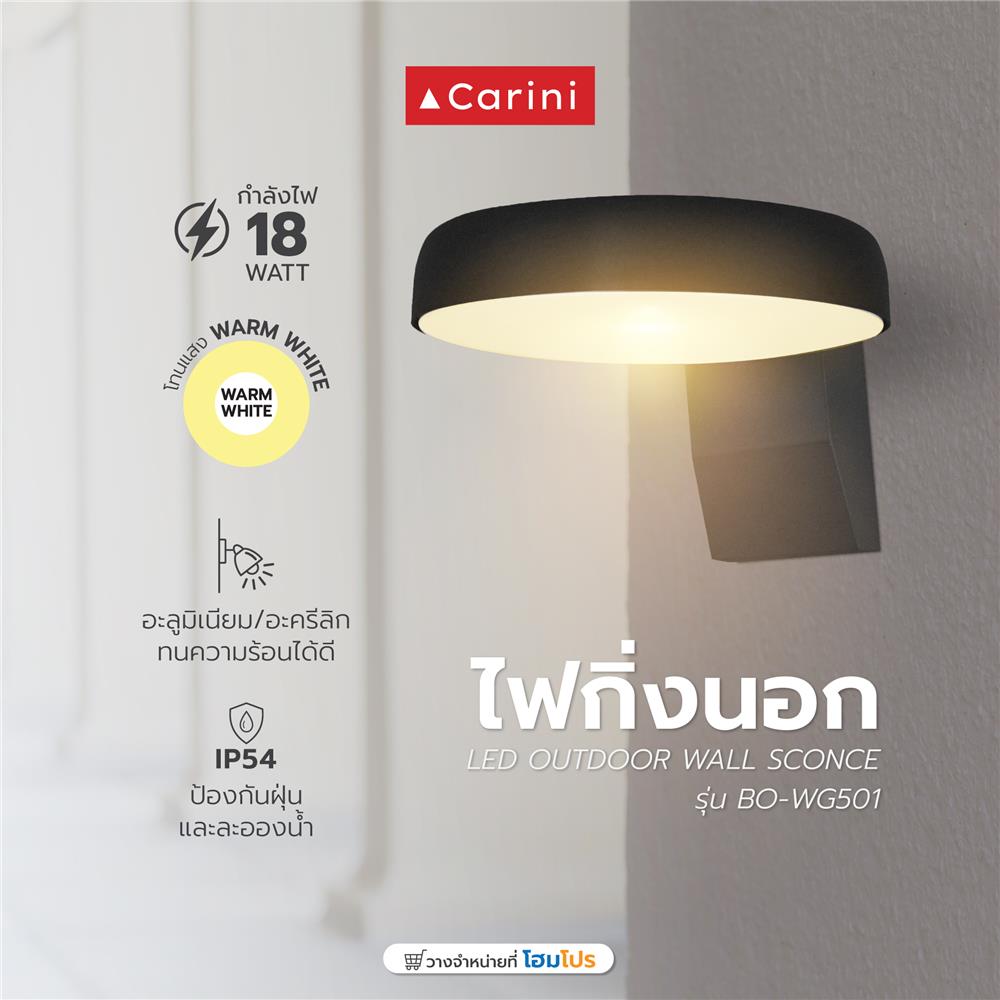 ไฟกิ่งภายนอก LED CARINI BO-WG501 18 วัตต์ WARM WHITE สีดำ