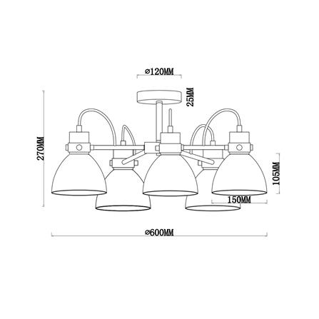 ไฟถาด CARINI P240116-5 สีใส/ดำ/ทอง 5 หัว_5