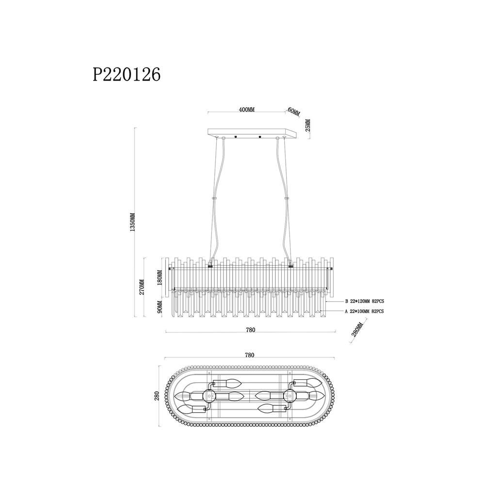 ไฟช่อ CARINI P320126 สีทอง/ใส 8 หัว