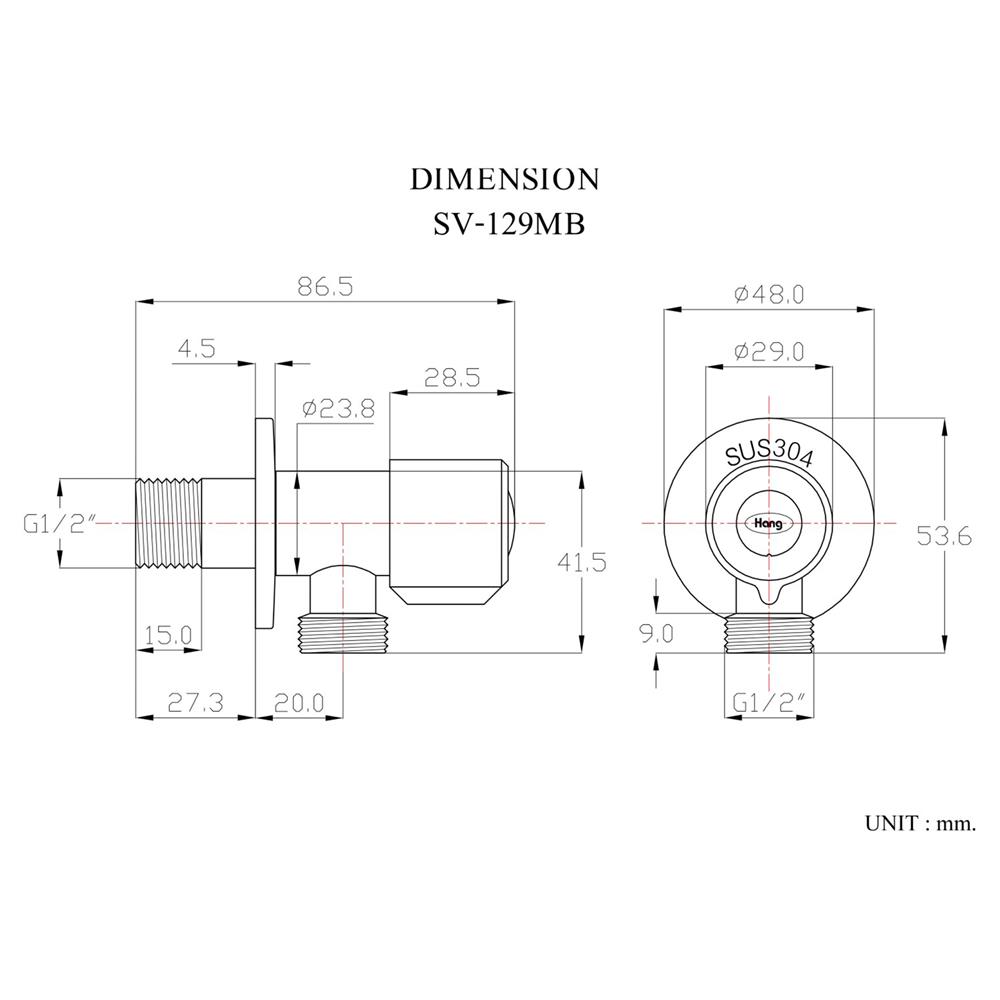 สต๊อปวาล์ว 1 ทาง HANG SV-129MB
