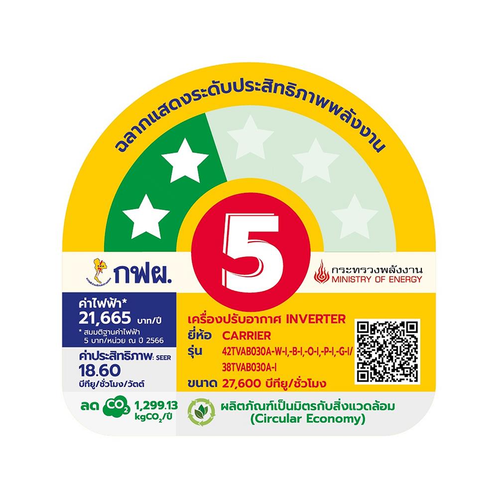 แอร์ผนัง CARRIER 42TVAB030AOI 27600BTU INV