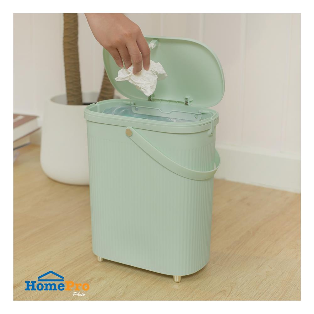 ถังขยะเหลี่ยมฝากด ACCO VIVE 12 ลิตร สีเขียว
