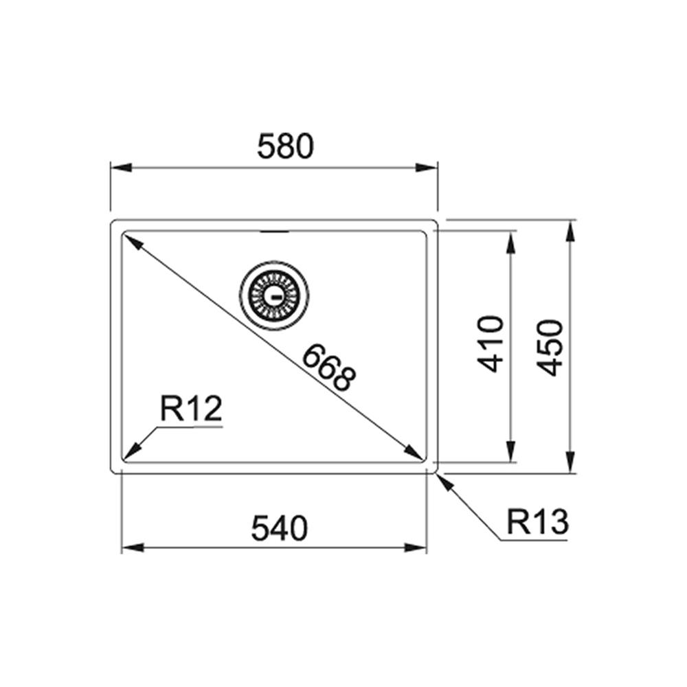 ซิงค์ฝัง 1 หลุม FRANKE BXX 210-54 U 58 ซม. สีเงิน