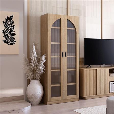 ตู้โชว์ 2 บานเปิด SB FURNITURE VALLEY 19230524 80 ซม. สีไม้อ่อน_3