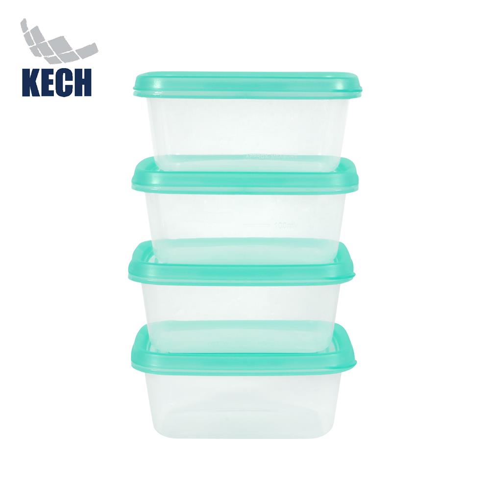 กล่องอาหารเหลี่ยม 0.2 ลิตร KECH NOLA แพ็ก 4 ชิ้น สีเขียว_1