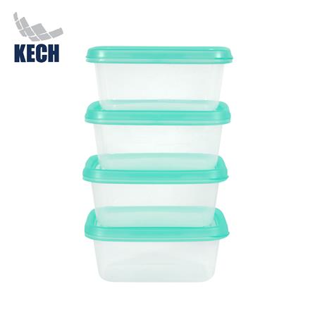 กล่องอาหารเหลี่ยม 0.2 ลิตร KECH NOLA แพ็ก 4 ชิ้น สีเขียว_0