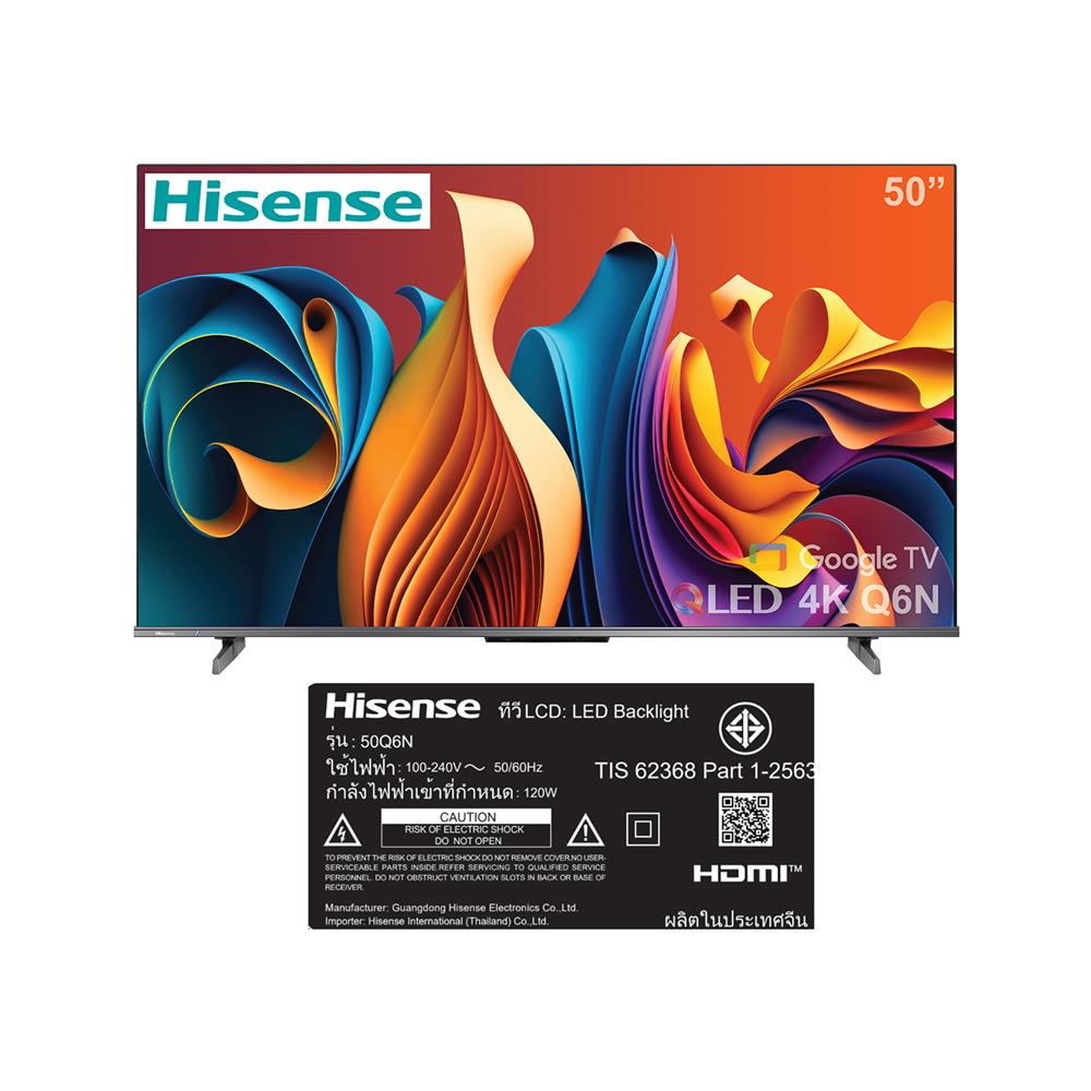 ทีวีคิวแอลอีดี 50 นิ้ว HISENSE (4K, QLED, GOOGLE TV) 50Q6N