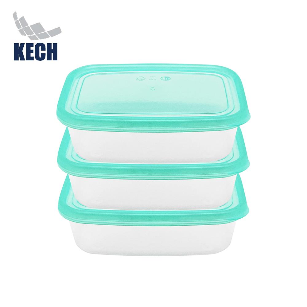 กล่องอาหารเหลี่ยม 0.8 ลิตร KECH NOLA แพ็ก 3 กล่อง สีเขียว
