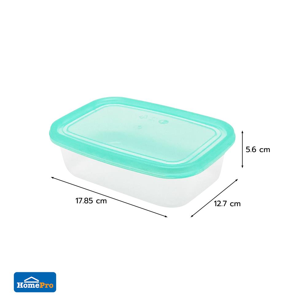 กล่องอาหารเหลี่ยม 0.8 ลิตร KECH NOLA แพ็ก 3 กล่อง สีเขียว