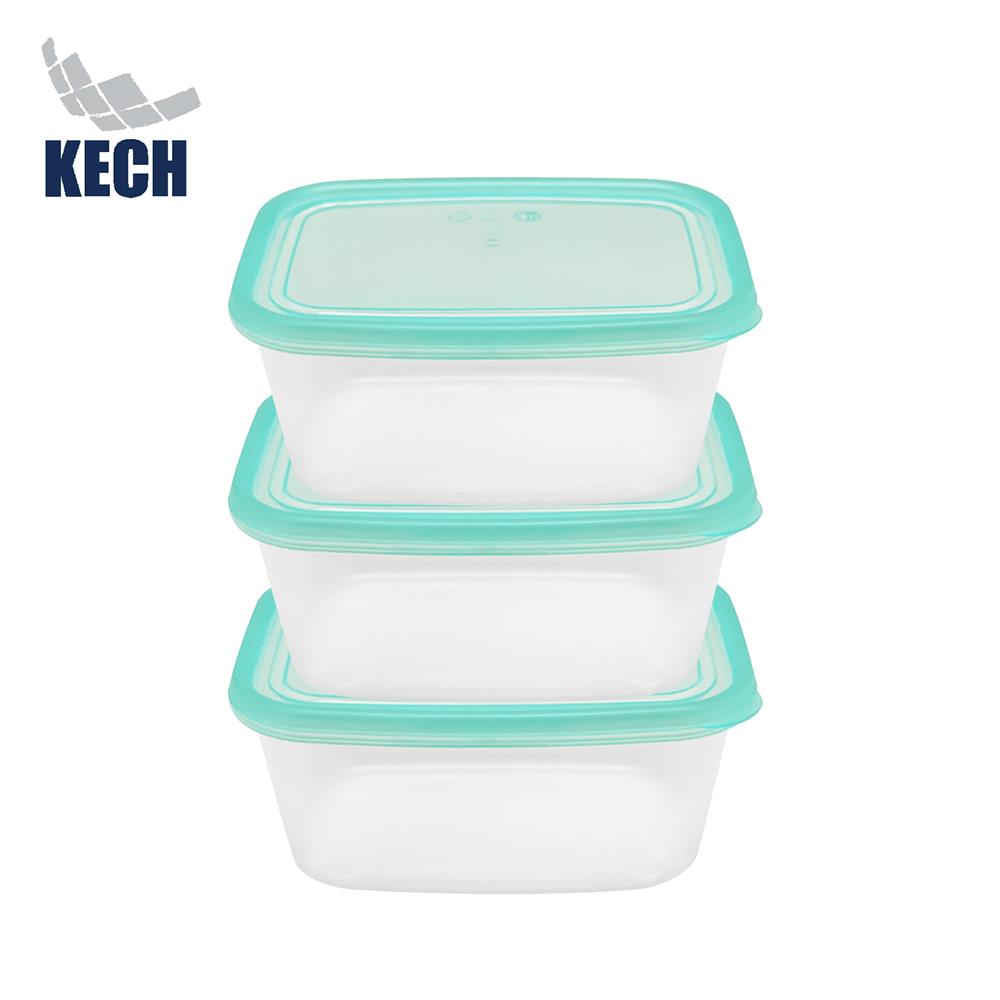 กล่องอาหารเหลี่ยม 1 ลิตร KECH NOLA แพ็ก 3 กล่อง สีเขียว_1