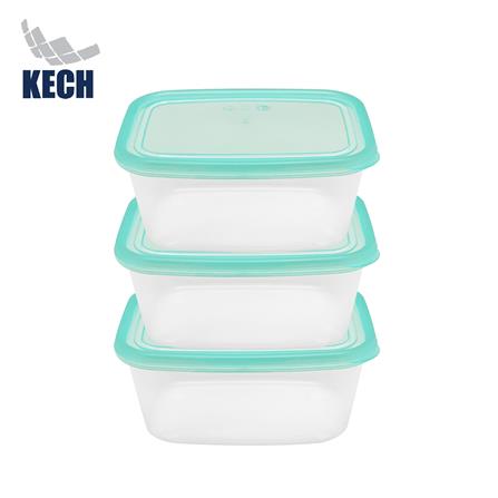 กล่องอาหารเหลี่ยม 1 ลิตร KECH NOLA แพ็ก 3 กล่อง สีเขียว_0