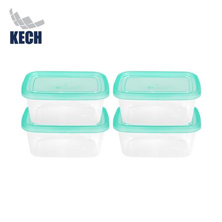 กล่องอาหารเหลี่ยม 0.5 ลิตร KECH NOLA แพ็ก 4 กล่อง สีเขียว_1