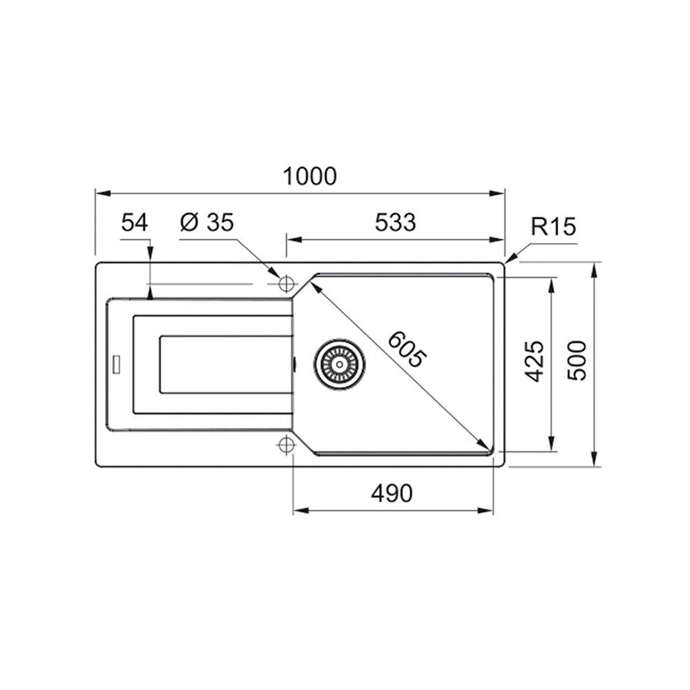 ซิงค์ฝัง 1 หลุม 1 ที่พัก FRANKE UBG 611-100 100 ซม. สีดำ