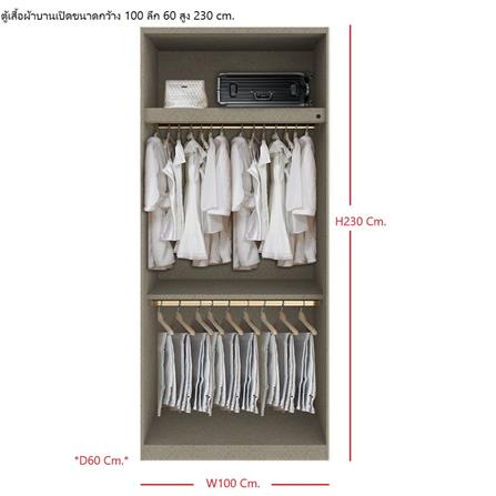 ตู้เสื้อผ้า 2 บานเปิด SB BUILT IN WARDROBE PLUS 59061086 100 ซม. สีดำ_3