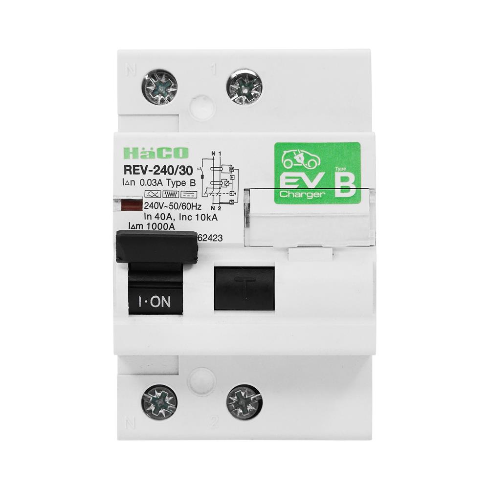 เบรกเกอร์ป้องกันไฟดูด (สำหรับอุปกรณ์ชาร์จรถยนต์ไฟฟ้า) HACO TYPE-B 40 แอมป์ 2 โพล 1 เฟส