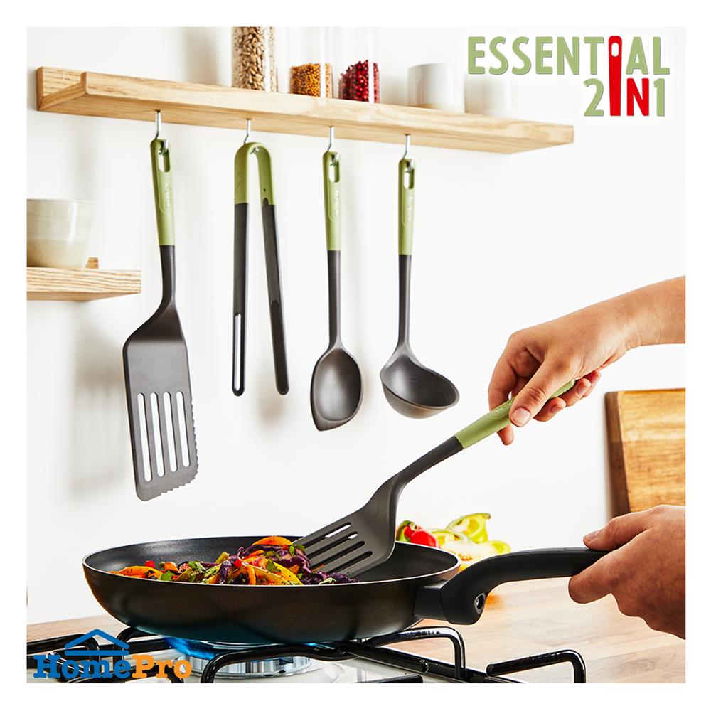 ตะหลิวมีร่อง 29 ซม. TEFAL ESSENTIAL 2 IN 1 K2791424 สีเขียว