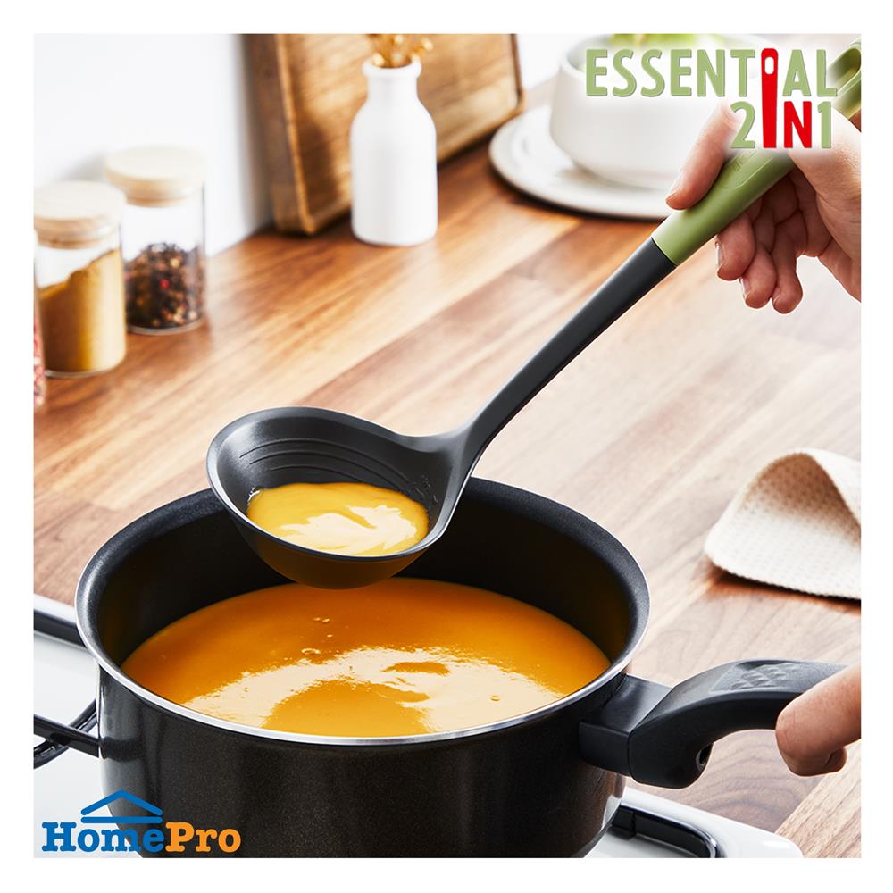 กระบวยกลม 27 ซม. TEFAL ESSENTIAL 2 IN 1 K2791224 สีเขียว