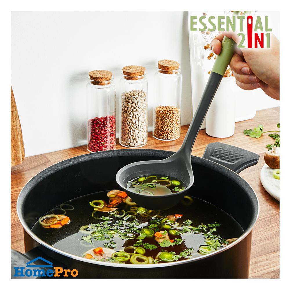 กระบวยกลม 27 ซม. TEFAL ESSENTIAL 2 IN 1 K2791224 สีเขียว