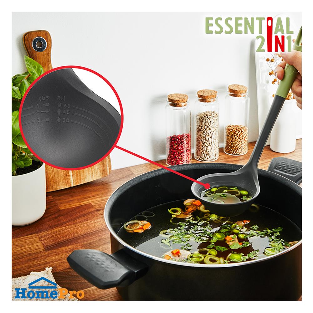 กระบวยกลม 27 ซม. TEFAL ESSENTIAL 2 IN 1 K2791224 สีเขียว