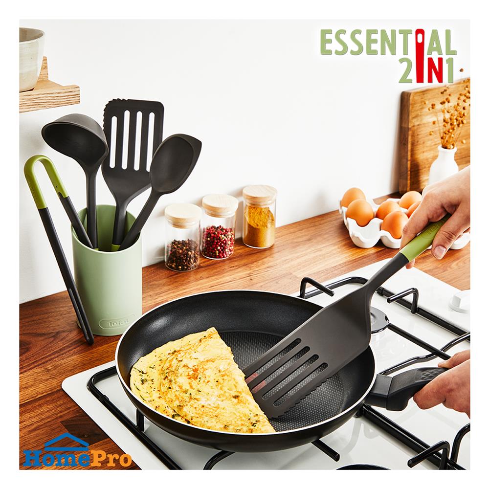 ตะหลิวเฉียงมีร่อง 33 ซม. TEFAL ESSENTIAL 2 IN 1 K2791124 สีเขียว