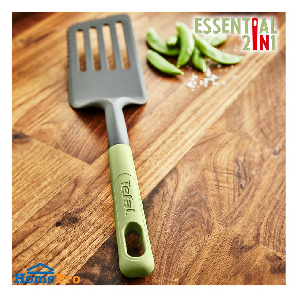 ตะหลิวเฉียงมีร่อง 33 ซม. TEFAL ESSENTIAL 2 IN 1 K2791124 สีเขียว