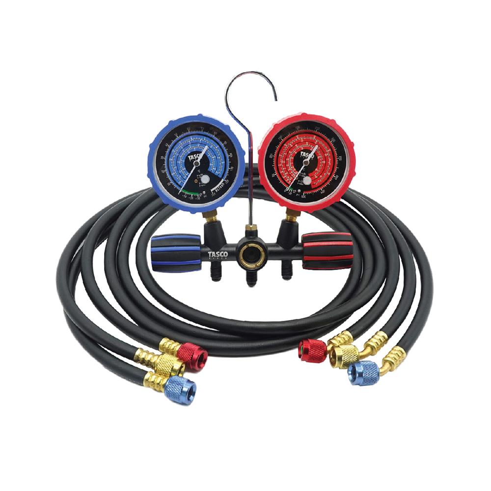 เกจวัดน้ำยาแอร์ พร้อมสายชาร์จน้ำยา TASCO BLACK TB120SM II สำหรับ R12, R22, R134A, R404A