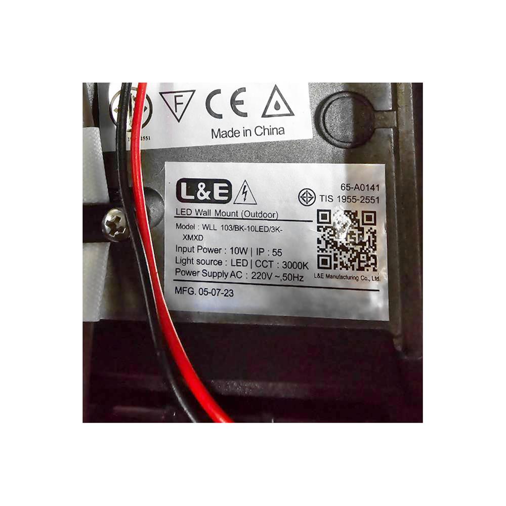 ไฟผนังภายนอก LED L&E 65-A0141 10 วัตต์ WARM WHITE สีดำ