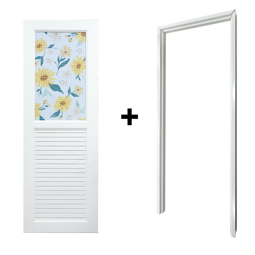 ประตูห้องน้ำ UPVC AZLE SUNFLOWER 70X200 ซม. สีขาว พร้อมวงกบ ไม่เจาะลูกบิด