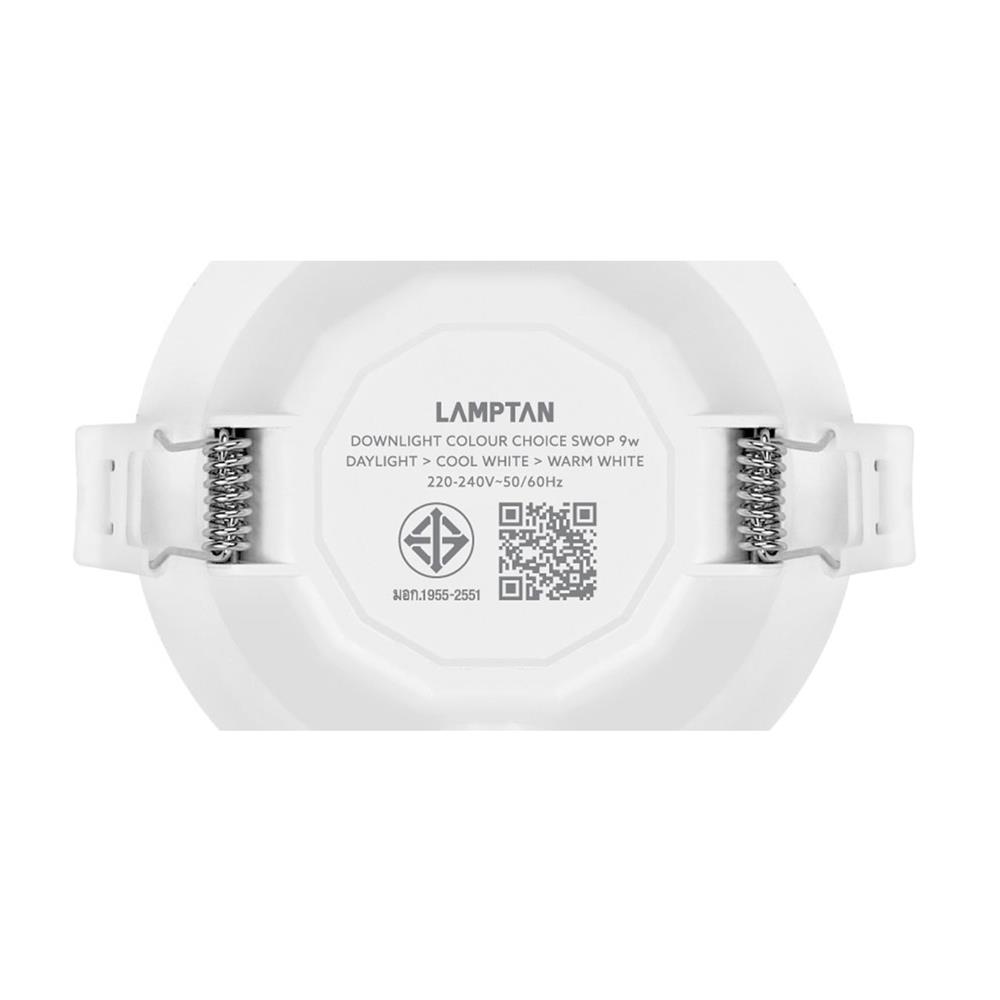 ดาวน์ไลท์ LED LAMPTAN SWOP 3.7 นิ้ว 9 วัตต์ DAYLIGHT/COOL WHITE/WARM WHITE สีขาว
