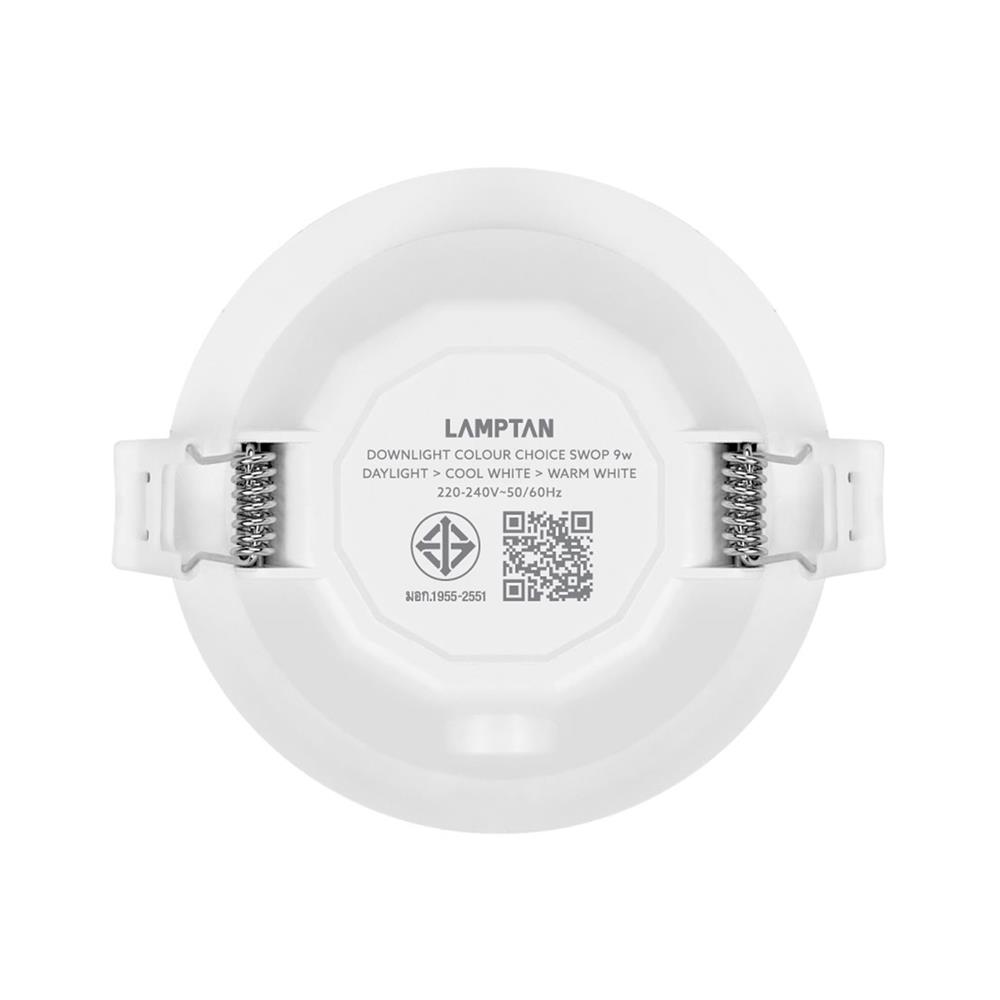 ดาวน์ไลท์ LED LAMPTAN SWOP 3.7 นิ้ว 9 วัตต์ DAYLIGHT/COOL WHITE/WARM WHITE สีขาว