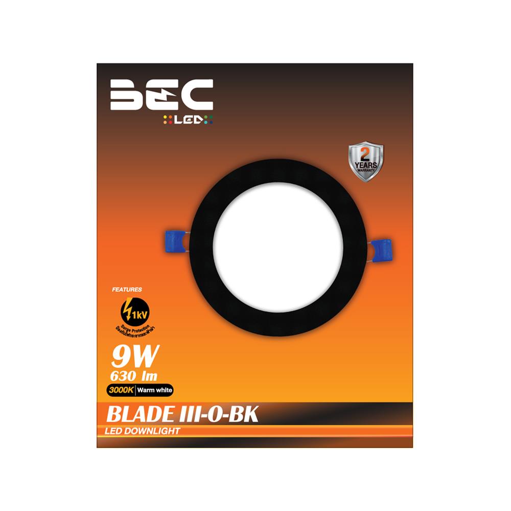 ดาวน์ไลท์ LED BEC BLADE III O-BK 5.6 นิ้ว 9 วัตต์ WARM WHITE สีดำ