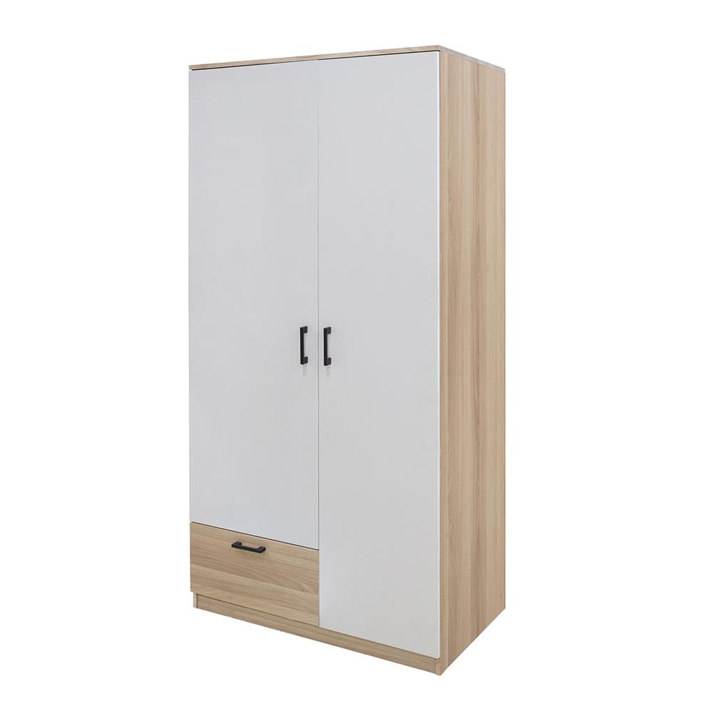 ตู้เสื้อผ้า 2 บานเปิด FURDINI GREATE 90 ซม. สีไวท์โอ๊ค/ขาว