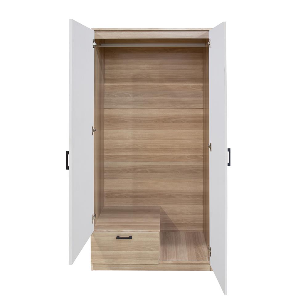 ตู้เสื้อผ้า 2 บานเปิด FURDINI GREATE 90 ซม. สีไวท์โอ๊ค/ขาว