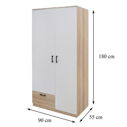 ตู้เสื้อผ้า 2 บานเปิด FURDINI GREATE 90 ซม. สีไวท์โอ๊ค/ขาว_5