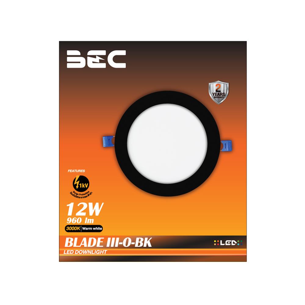ดาวน์ไลท์ LED BEC BLADE III O-BK 6.6 นิ้ว 12 วัตต์ WARM WHITE สีดำ