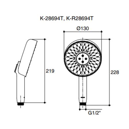 หัวฝักบัวสายอ่อน 3 ระดับ KOHLER K-28694T-BL สีดำ_1