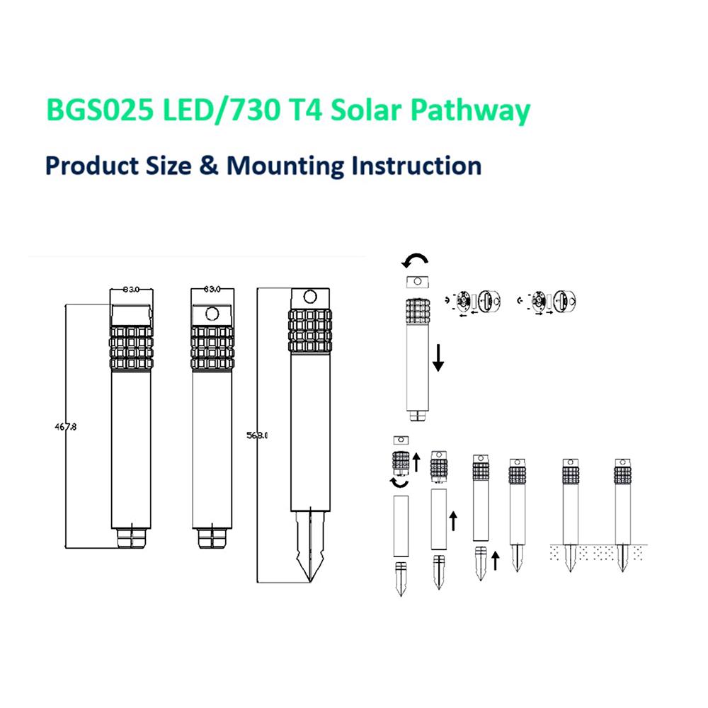 ไฟทางเดิน SOLAR PHILIPS BGS025 LED/730 T4 2 วัตต์ WARM WHITE สีเงิน