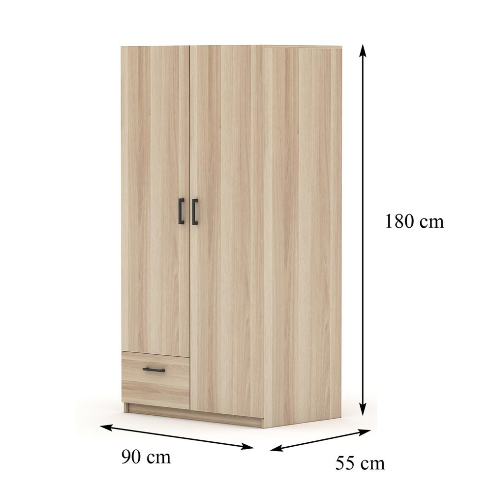 ตู้เสื้อผ้า 2 บานเปิด FURDINI GREATE 90 ซม. สีไวท์โอ๊ค